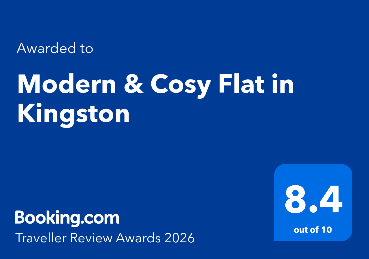 Booking.com Traveller Review Awards 2026, awarded to Modern and Cosy Flat in Kingston, 8.4 out of 10